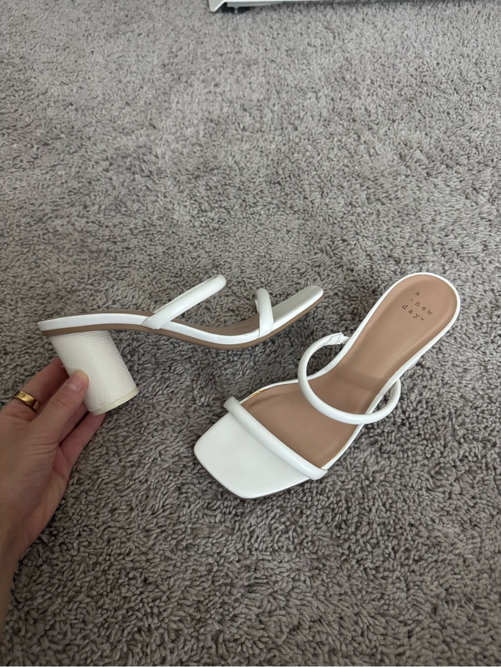 A New Day White Strappy Block Heel Sandals